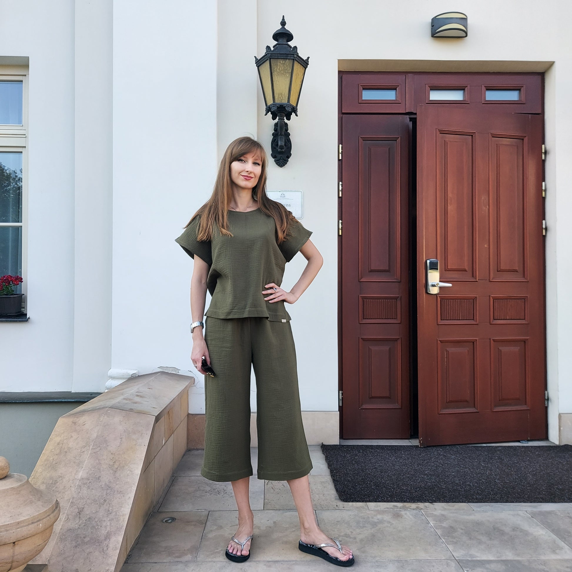 Cotton muslin top and capris set,Woman set S-XL, Casual home and beach wear