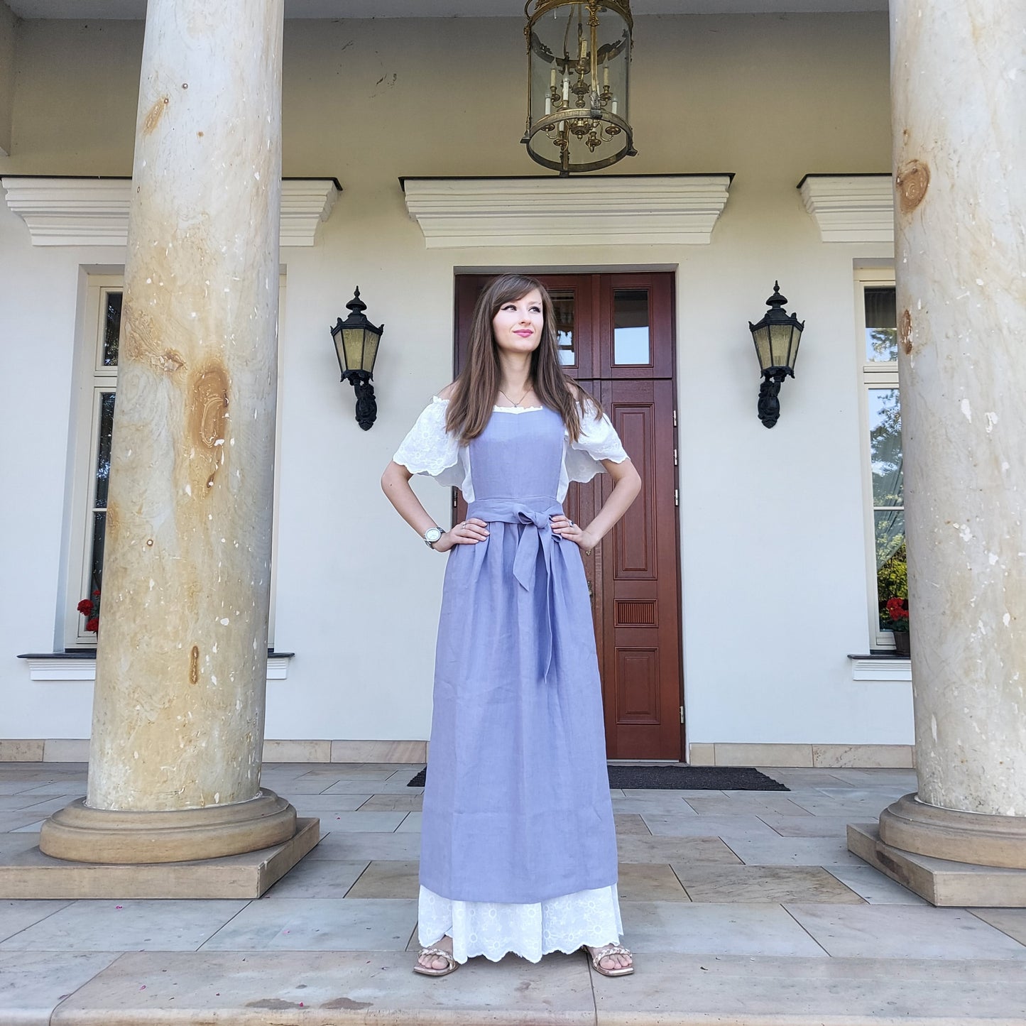 Linen Pinafore Apron, Cottage Core Apron, Women's Apron, Cooking Apron, Long Apron, Maxi
