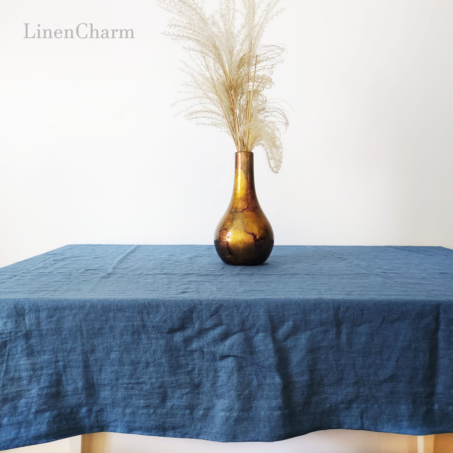 Natural Linen Tablecloth, Stonewashed Linen Tablecloth, 205g/m2 Denim