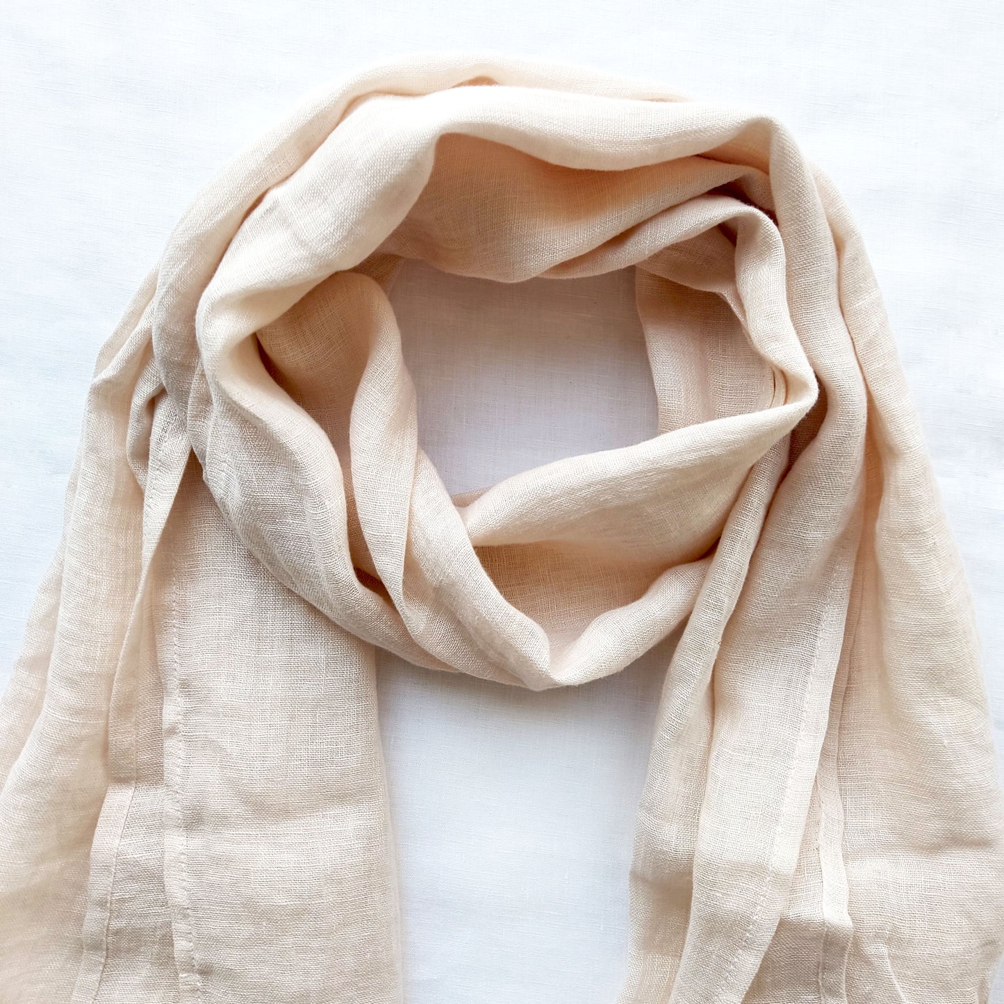 Cream Linen Scarf – Lightweight Softened Wrap for Men & Women