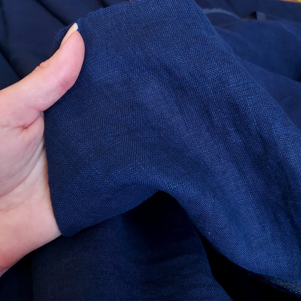 Linen fabric by metre, Soft linen fabric, Navy blue linen fabric, flax, linen material