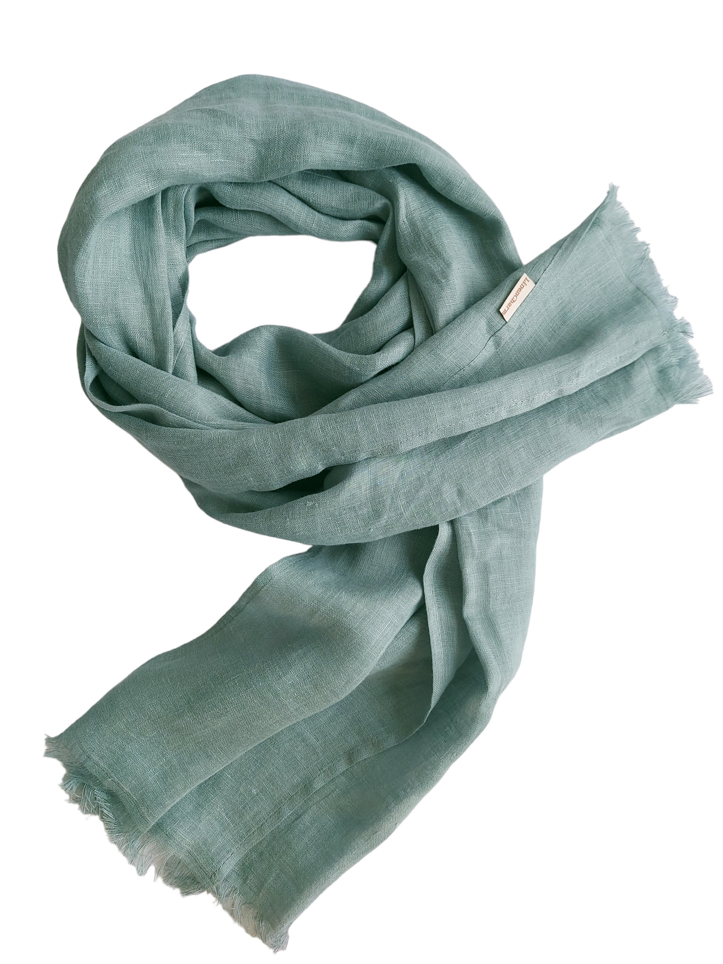 Dark Mint Linen Scarf – Lightweight Softened Wrap for Men & Women