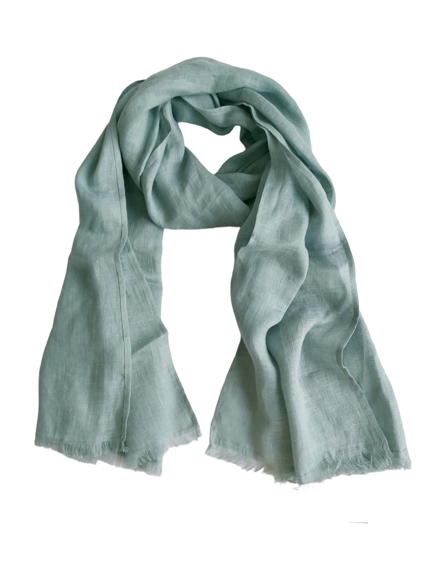 Dark Mint Linen Scarf – Lightweight Softened Wrap for Men & Women