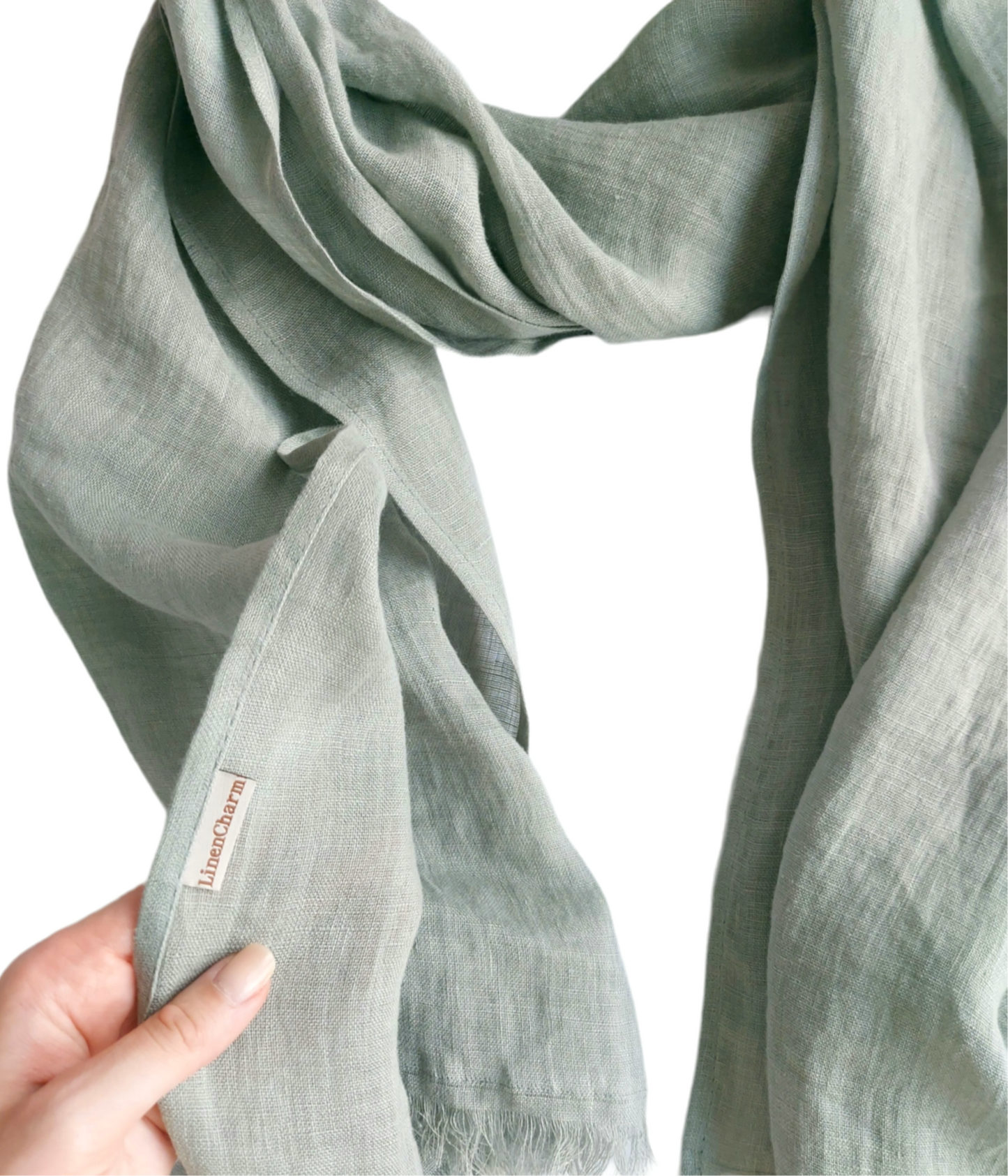 Sage Linen Scarf – Lightweight Softened Wrap for Men & Women