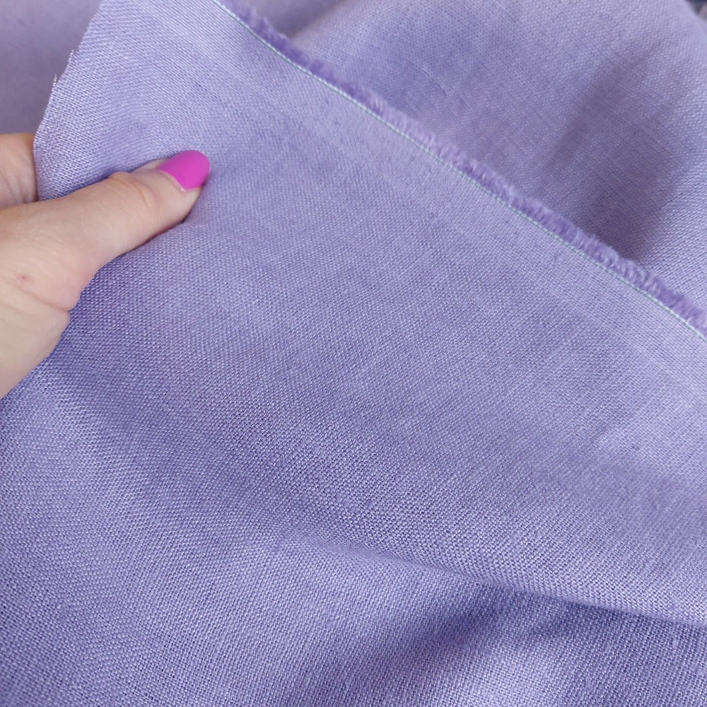 Linen Fabric Stonewashed, Soft Linen Fabric, 205g/m2, 145cm/57", Lavender Linen