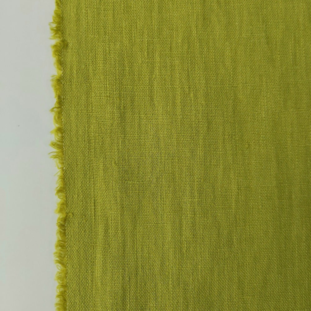 Linen Fabric Stonewashed, Soft Linen Fabric, 205g/m2, 145cm/57", Green Pear