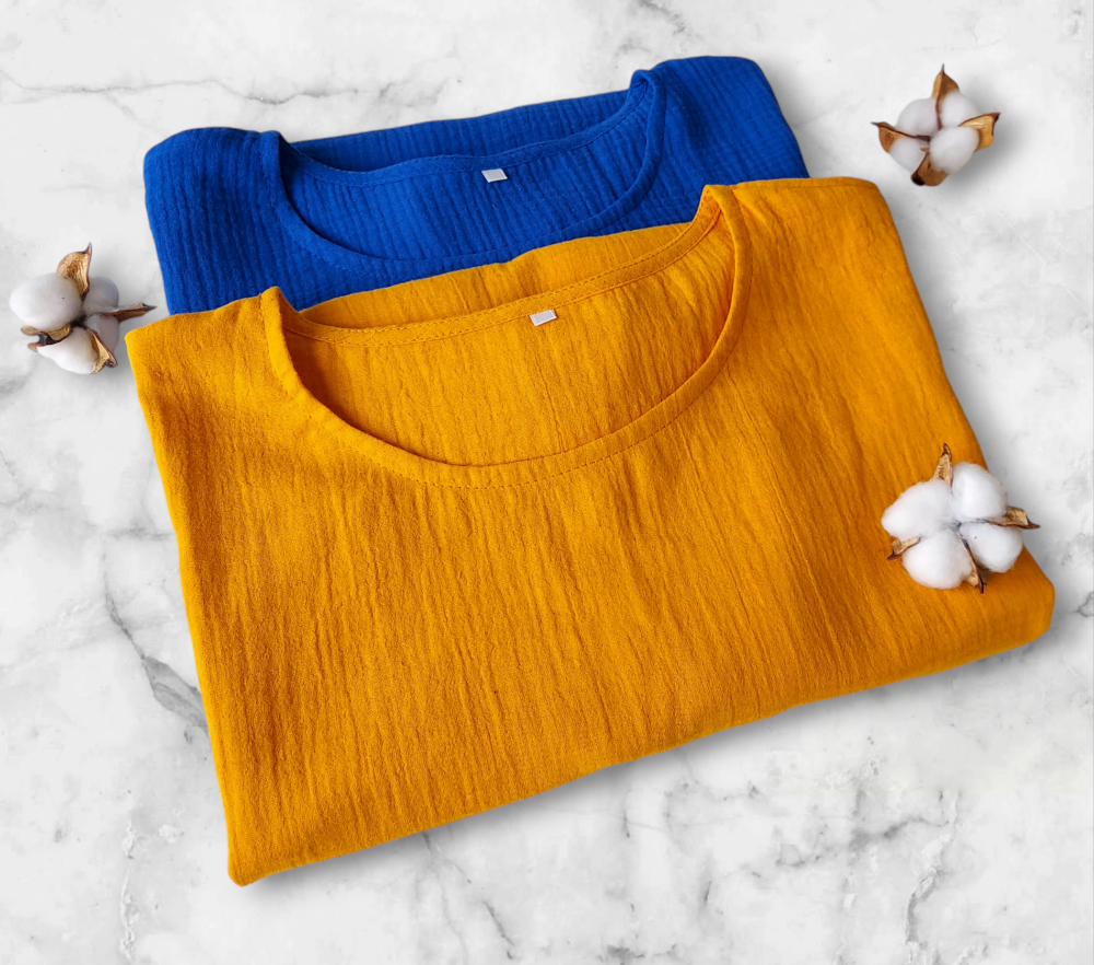 Cotton muslin top, Cotton blouse, Woman top S-XL, Casual home and beach wear