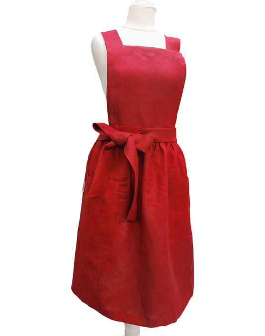 Linen Pinafore Apron, Cottage Core Apron, Apron with Pockets, Women's Apron, Mini