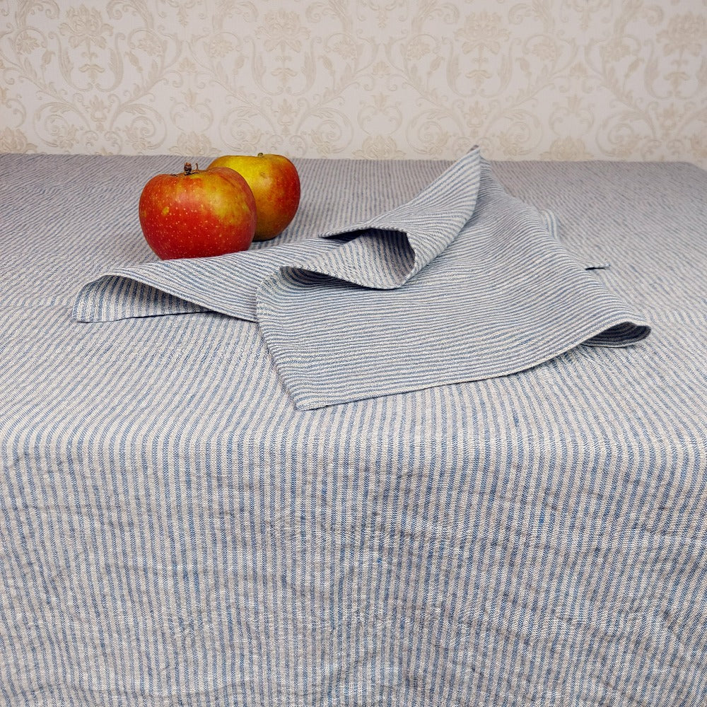 Linen fabric by metre, Soft linen fabric, Striped blue linen fabric
