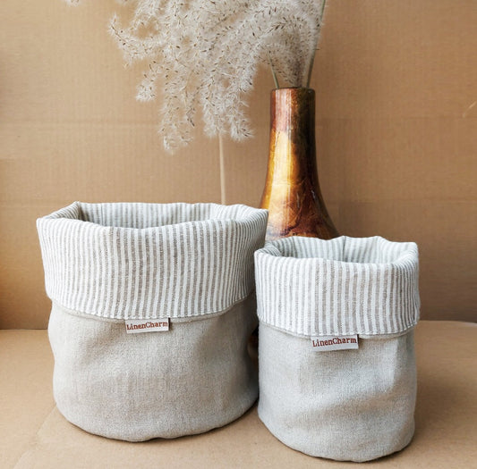 Bread bag, Natural linen bread basket, Linen bowl, Linen bag for sweets, cookies, flower pot, bag for buns, natural linen bag, Bakery bag