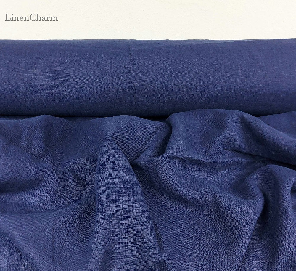 Linen fabric by metre, Soft linen fabric, Navy blue linen fabric, flax, linen material