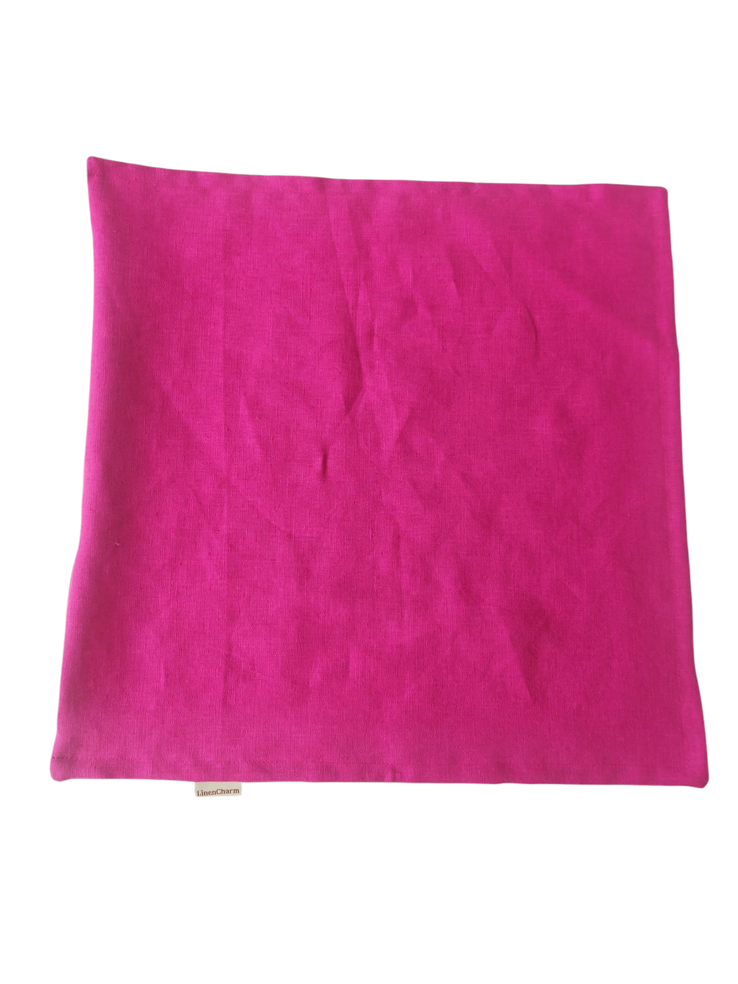 Decorative fuchsia pillow cover made from 100% natural European linen, designed with an invisible zipper for a sleek finish.