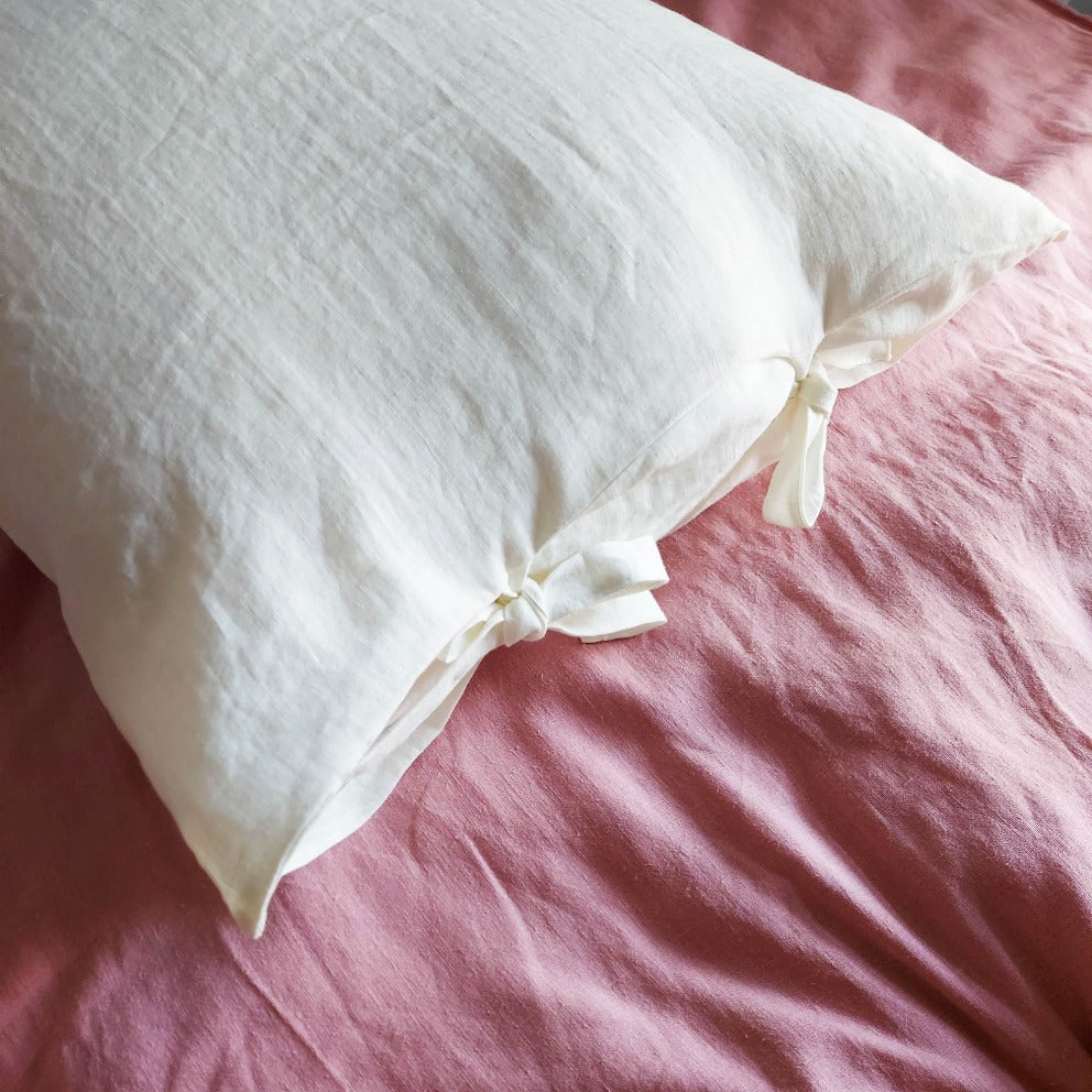 Linen bedding set, linen pillow cover, pillow cover with ties