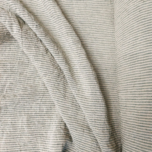 Linen fabric by metre, Soft linen fabric, Striped green linen fabric, striped fabric, flax