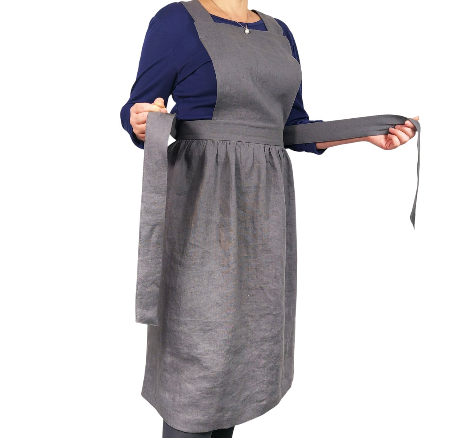 Linen Pinafore Apron, Cottage Core Apron, Women's Kitchen Apron, Midi