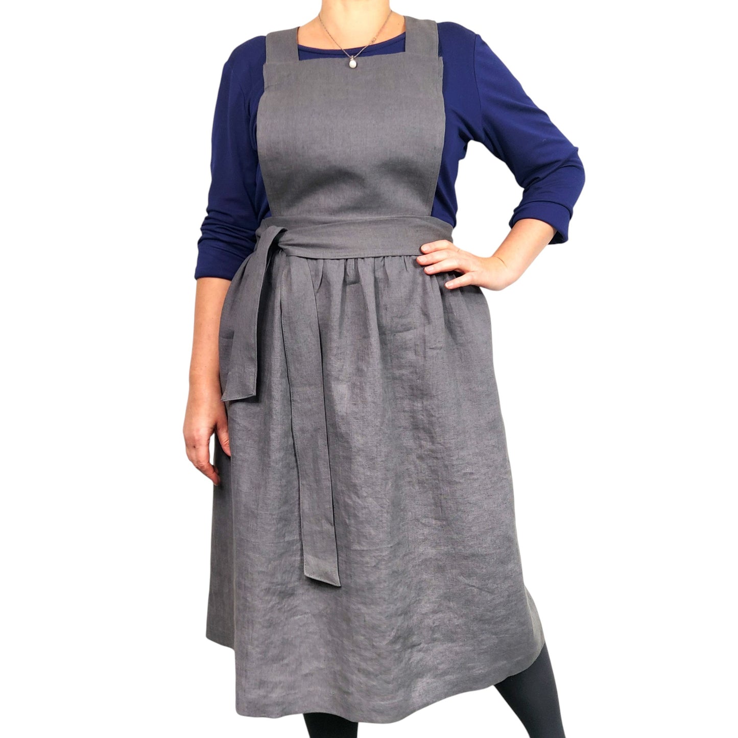 Linen Pinafore Apron, Cottage Core Apron, Women's Kitchen Apron, Midi