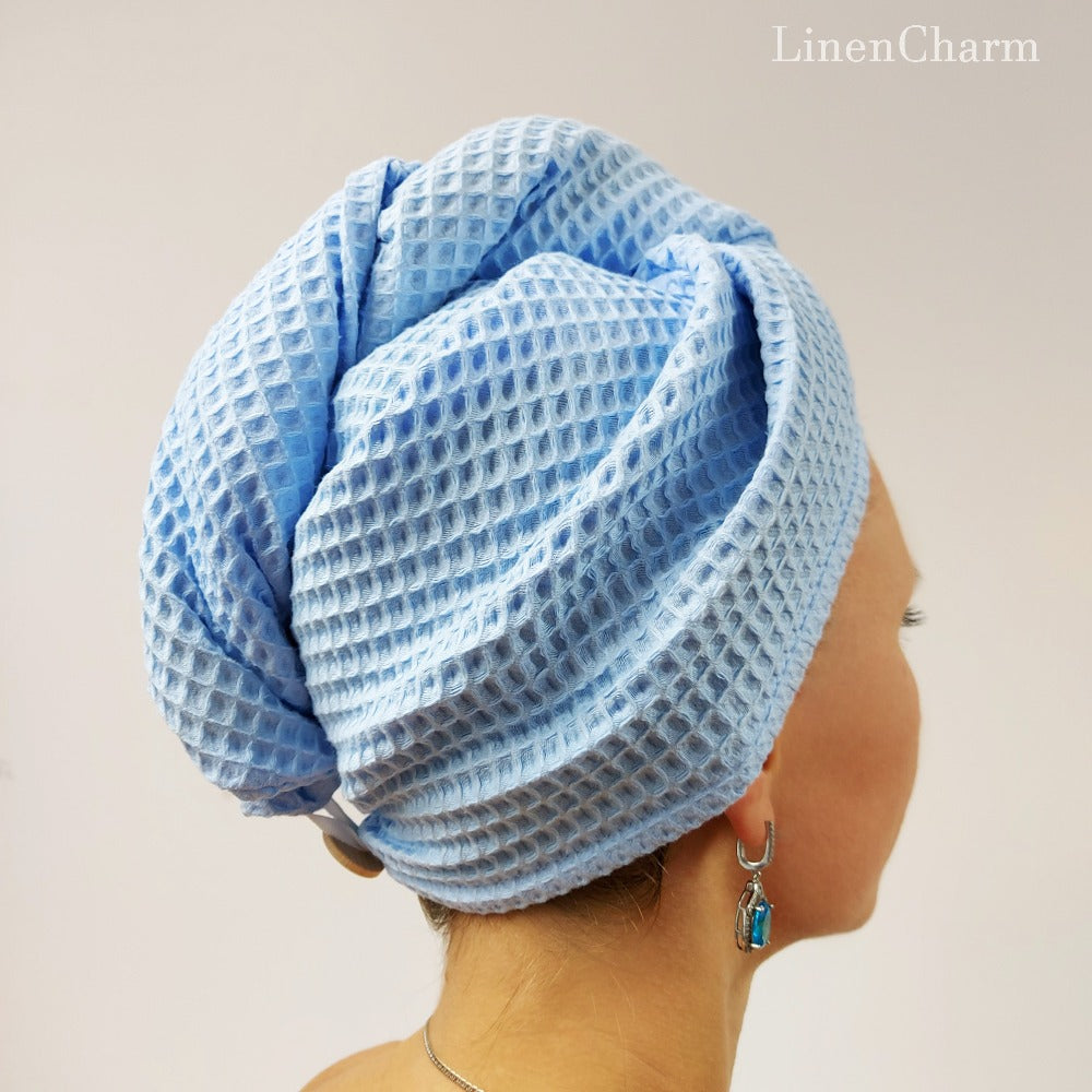 Hair Drying Turban, Women’s Soft Turban, Head Cover, Head Wrap, Hair Drying Towel Wrap, Hair Turban for Wet Hair, Sky Blue
