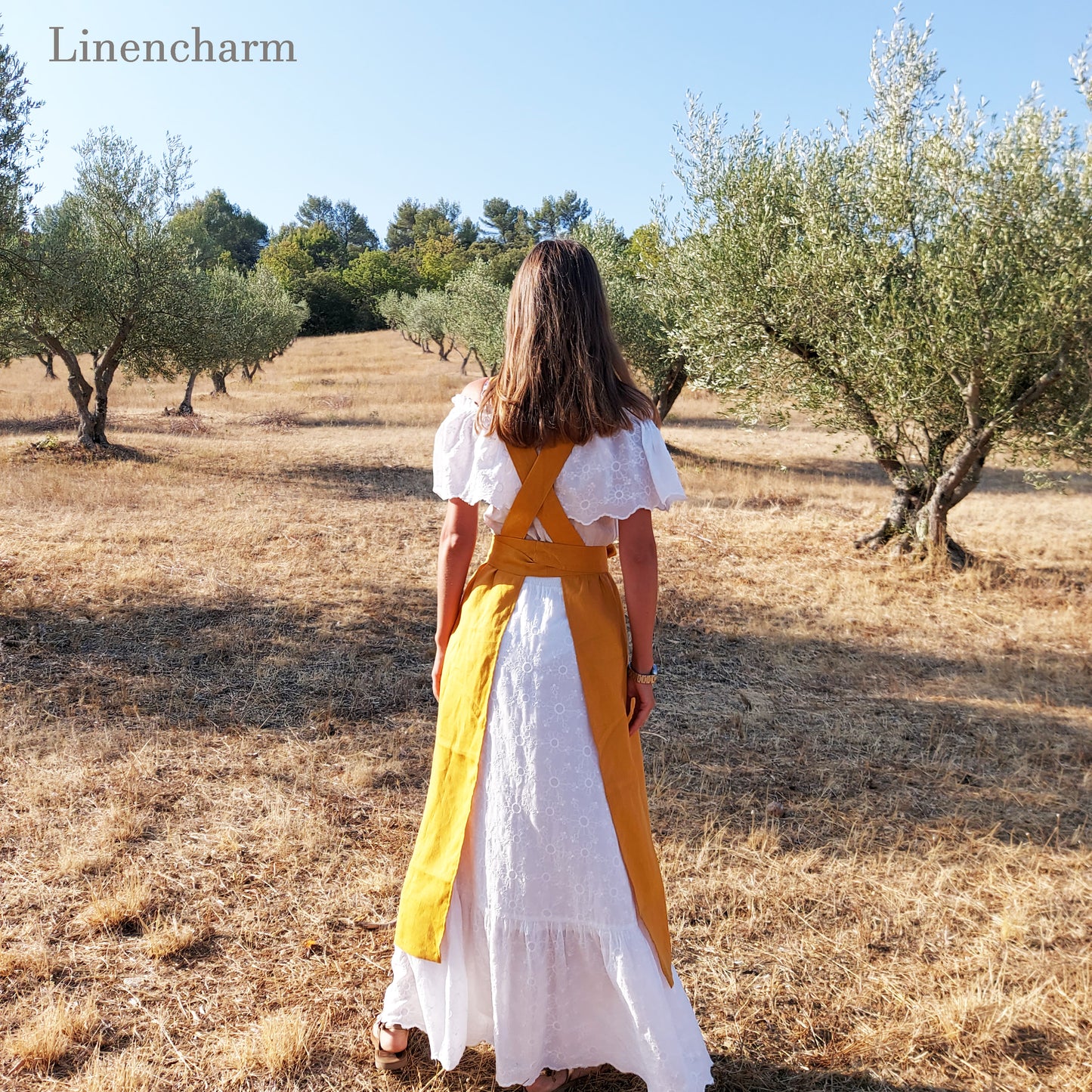 Linen Pinafore Apron, Cottage Core Apron, Women's Apron, Cooking Apron, Long Apron, Maxi