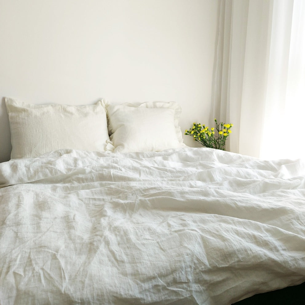 Linen bedding set, linen pillow cover, pillow cover with buttons