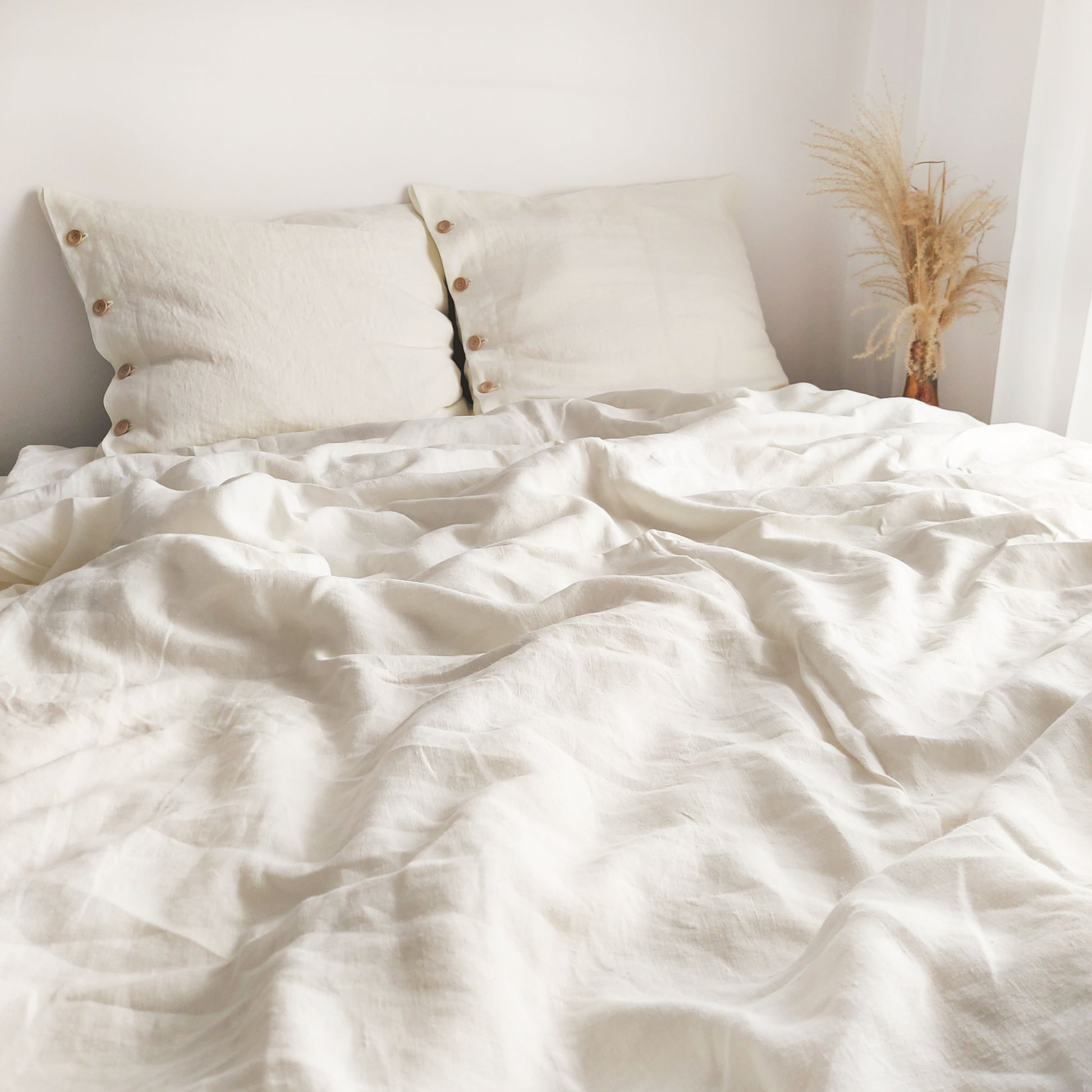 Linen bedding set, linen pillow cover, pillow cover with buttons