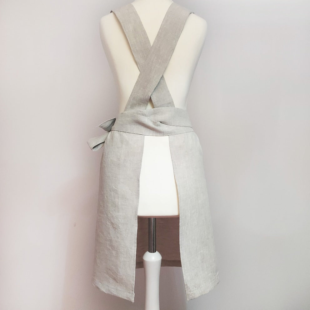 Linen pinafore apron, linen vintage apron, kitchen apron