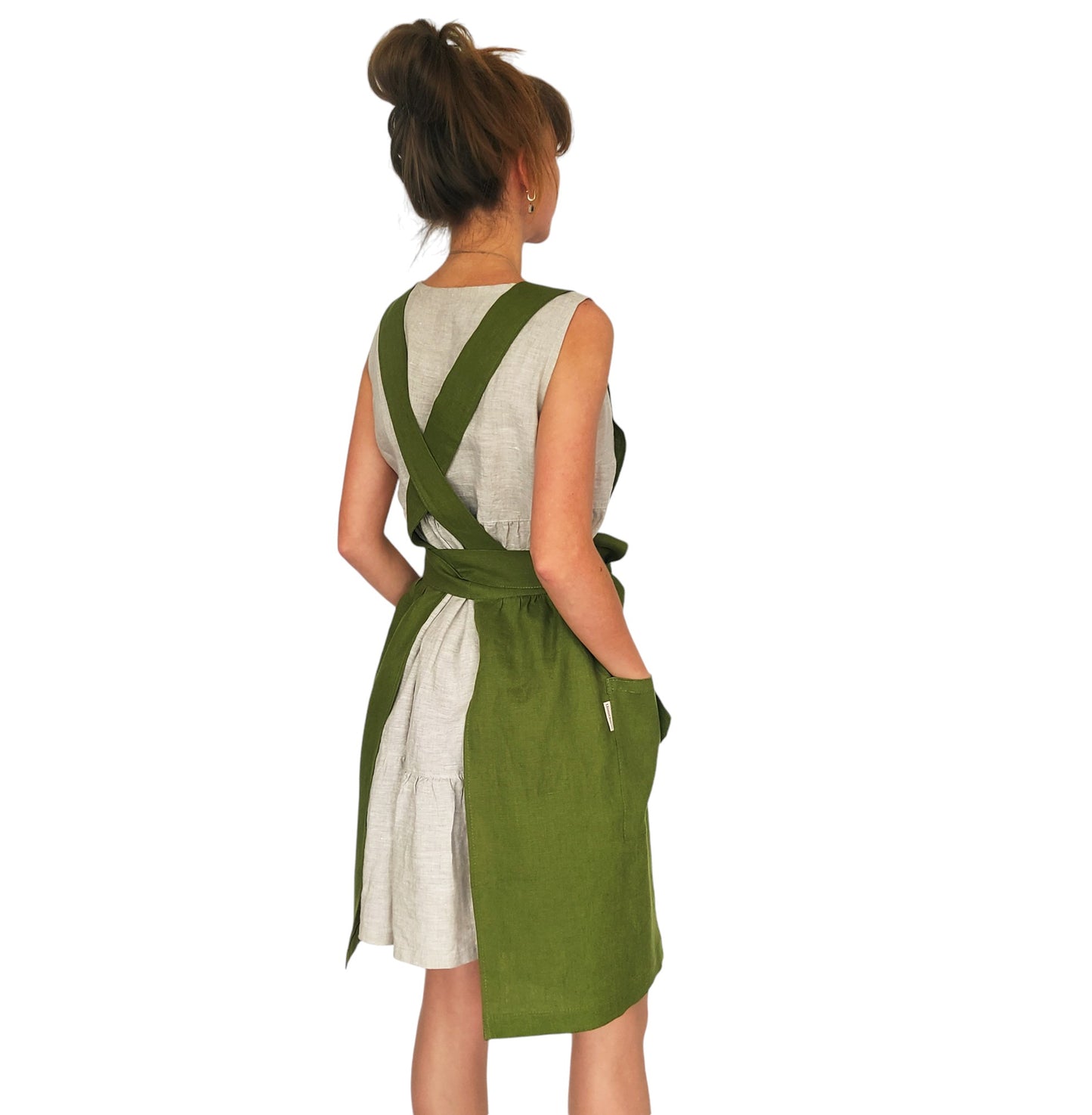 Linen Pinafore Apron, Cottage Core Apron, Apron with Pockets, Women's Apron, Mini