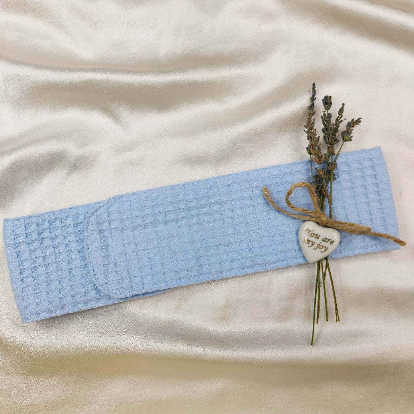 Headband, Beauty, Makeup, Skincare, Face Wash Headband, Velcro Convenient Style, 100% Cotton, Light Blue