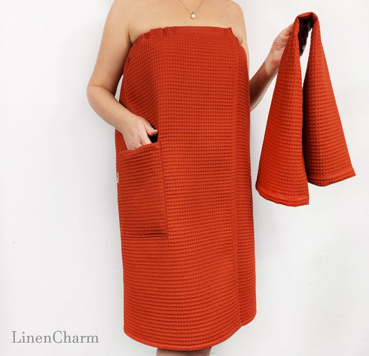 Sauna Set Wrap Towel, Towel Wrap for Women, Bath towel, Waffle weave , Gift for Her