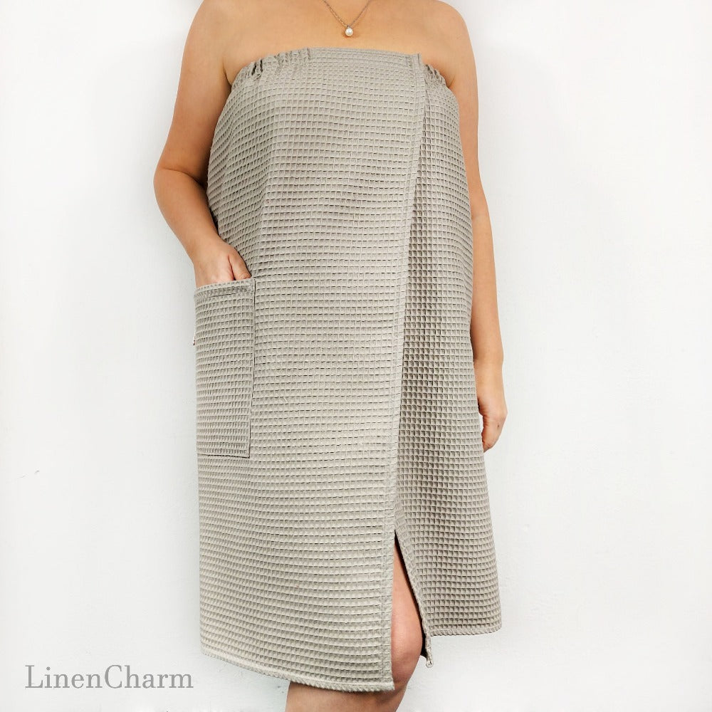 Wrap Towel for Women, Sauna Pareo Wrap, Towel Wrap, Beige Gray