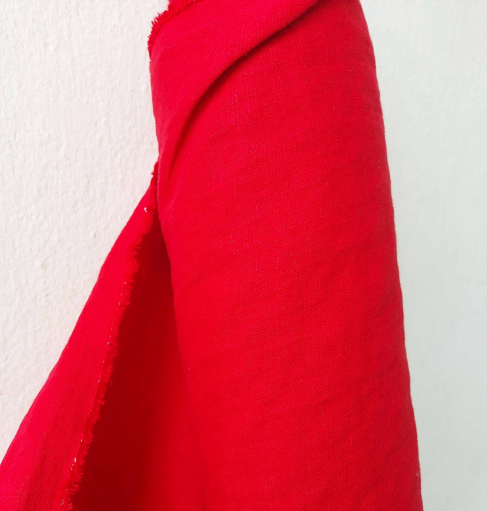 Linen fabric by metre, Soft linen fabric, Red linen fabric