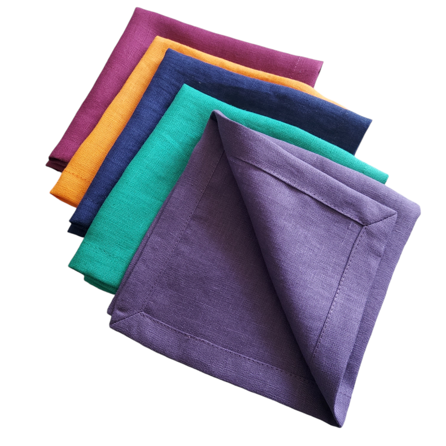 Eggplant purple linen napkin folded for wedding table setting