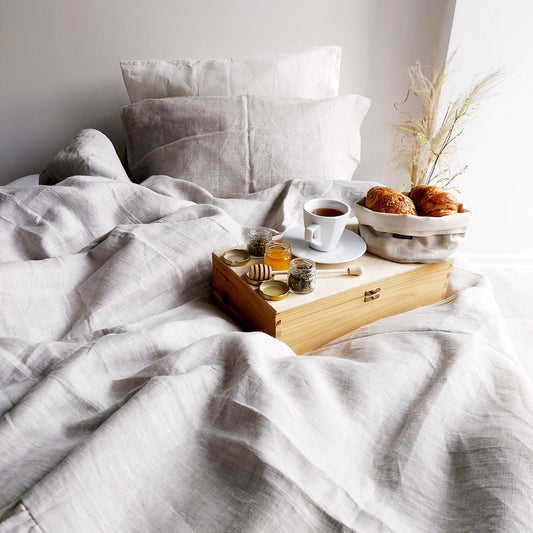 Natural bedding set, linen duvet cover, stonewashed linen fabric