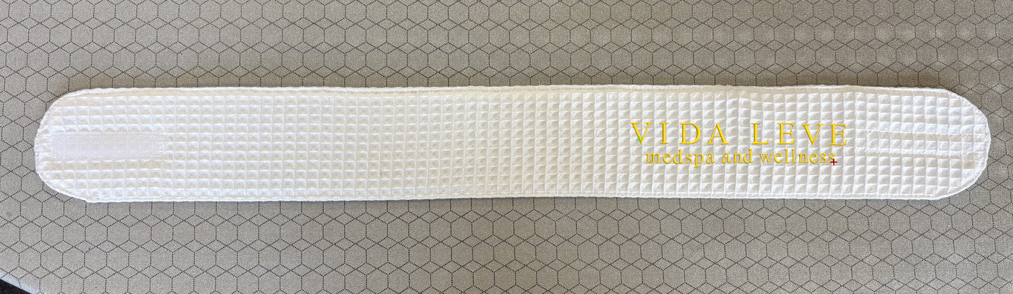 INDIVIDUAL ORDER Premium Spa Towel Wrap for Women White L + Logo in Gold, + 10 Headbands with LOGO, No pocket