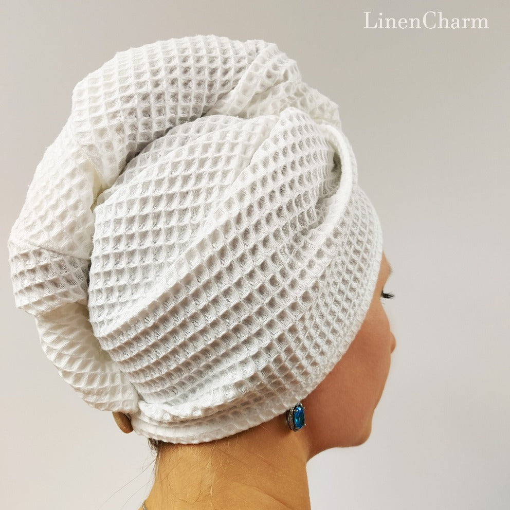 Towel Wrap, Hair turban, Hair towel, hand towel, waffle weave , gift for her