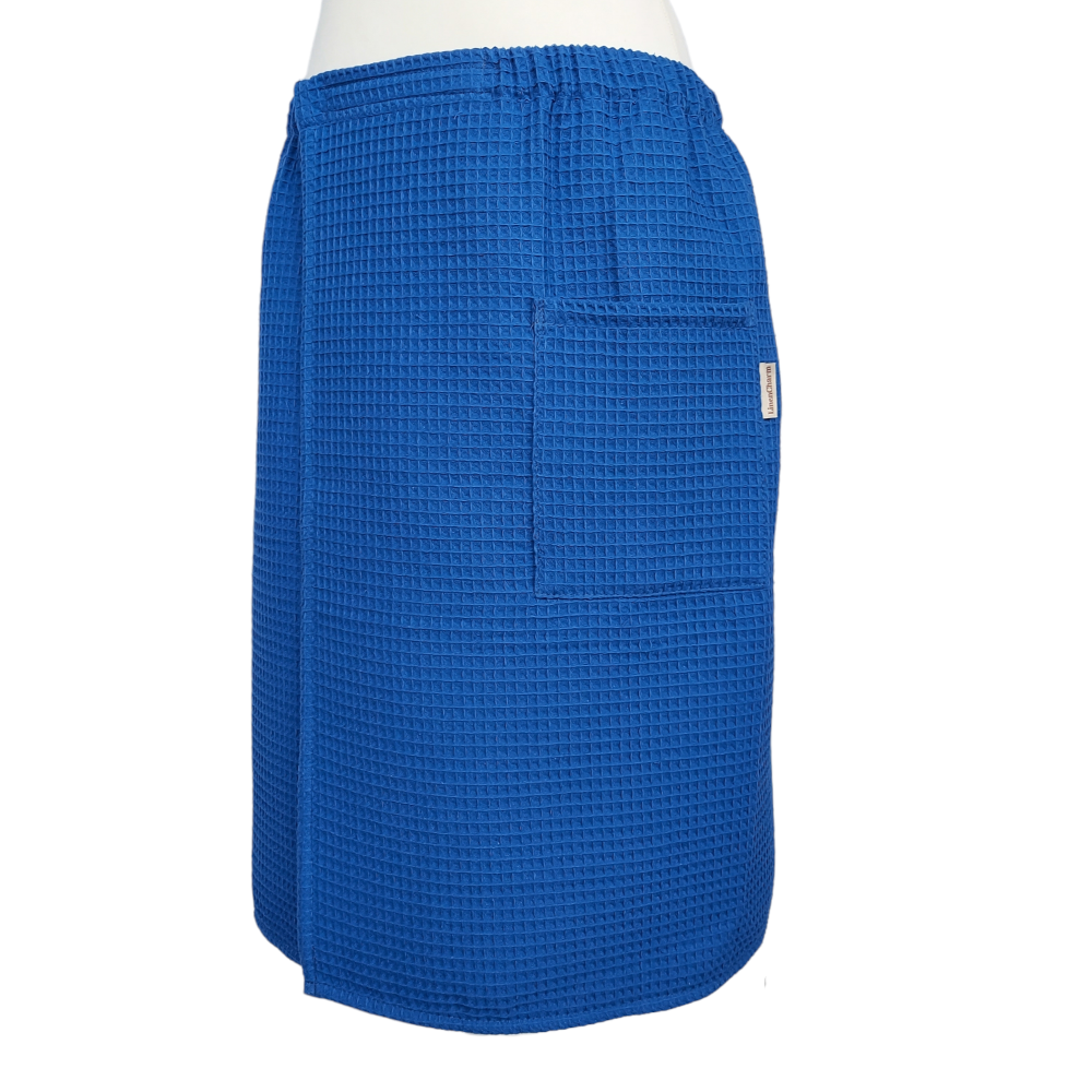 Detail of Blue Cotton Towel Wrap for Men with Velcro Closure