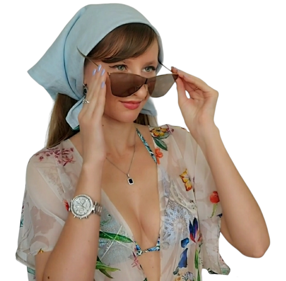 Linen bandana styled as a headband for women