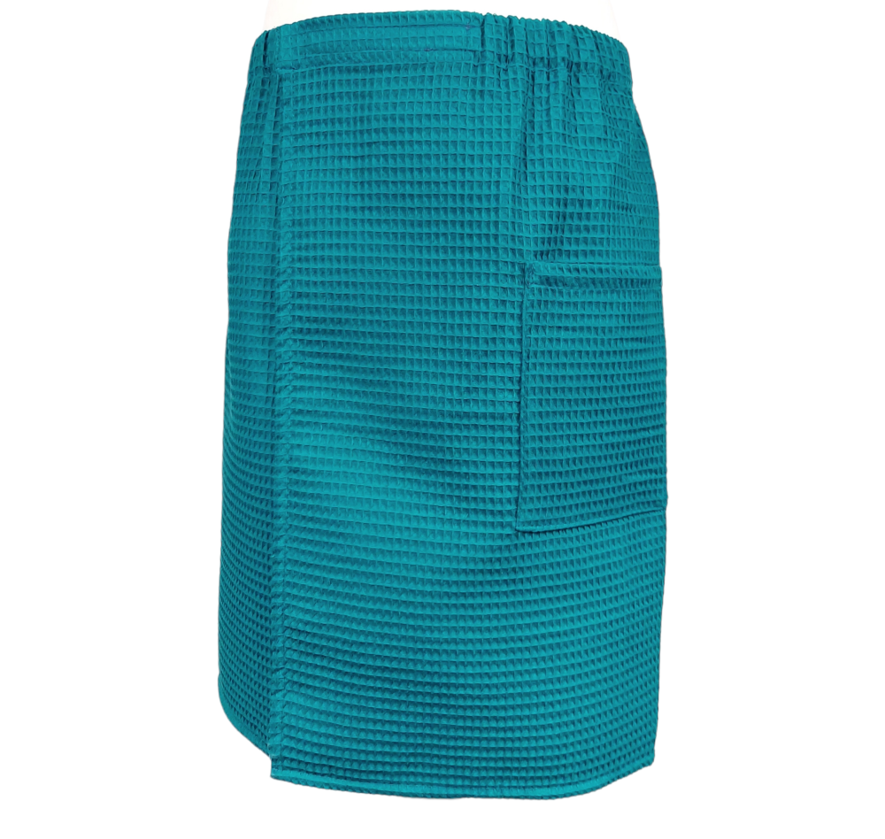 Detail of Sea Blue Cotton Towel Wrap for Men with Velcro Closure