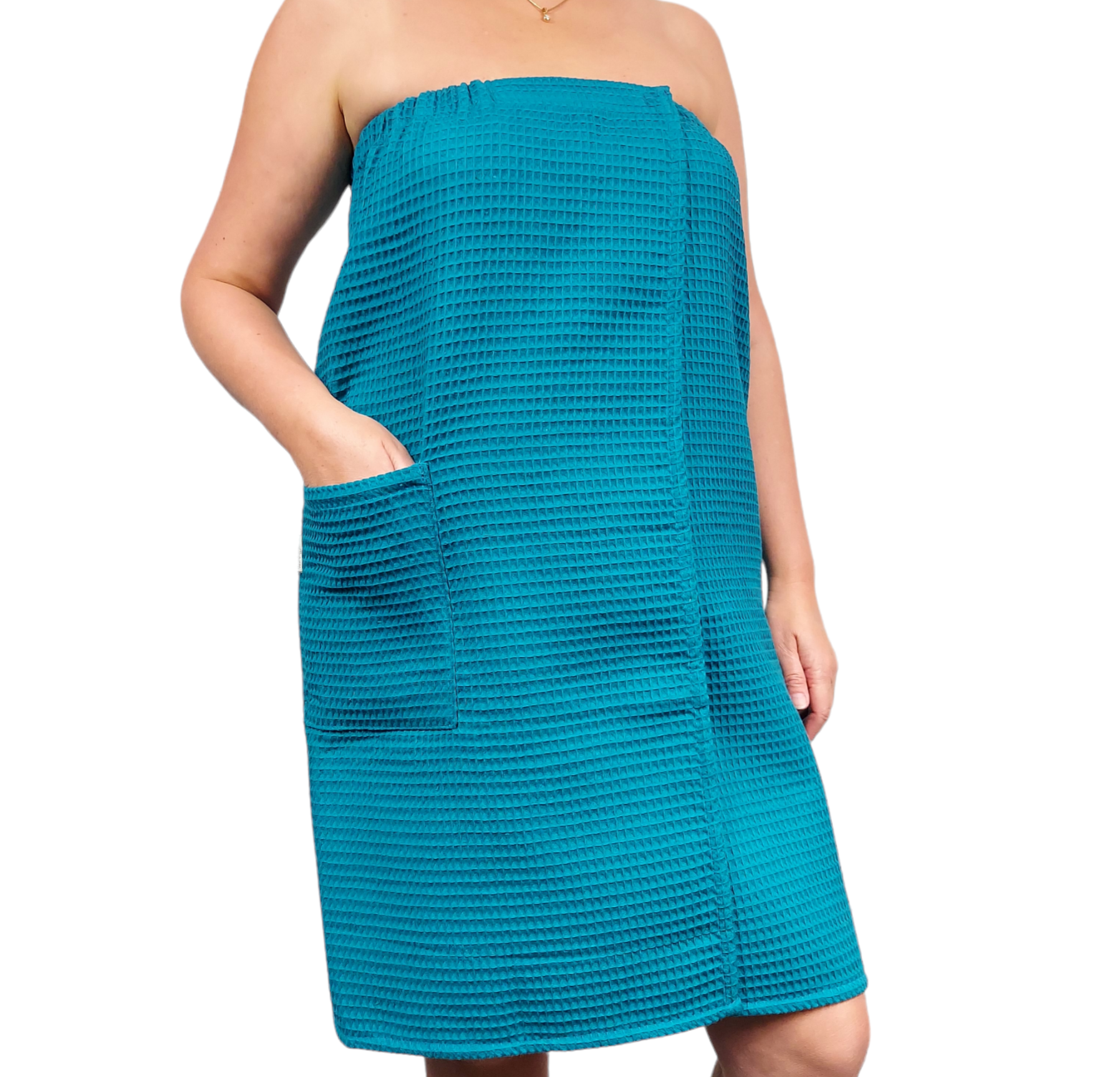 Sea Blue Cotton Towel Wrap for Women – Perfect for Bath, Sauna, and Pool