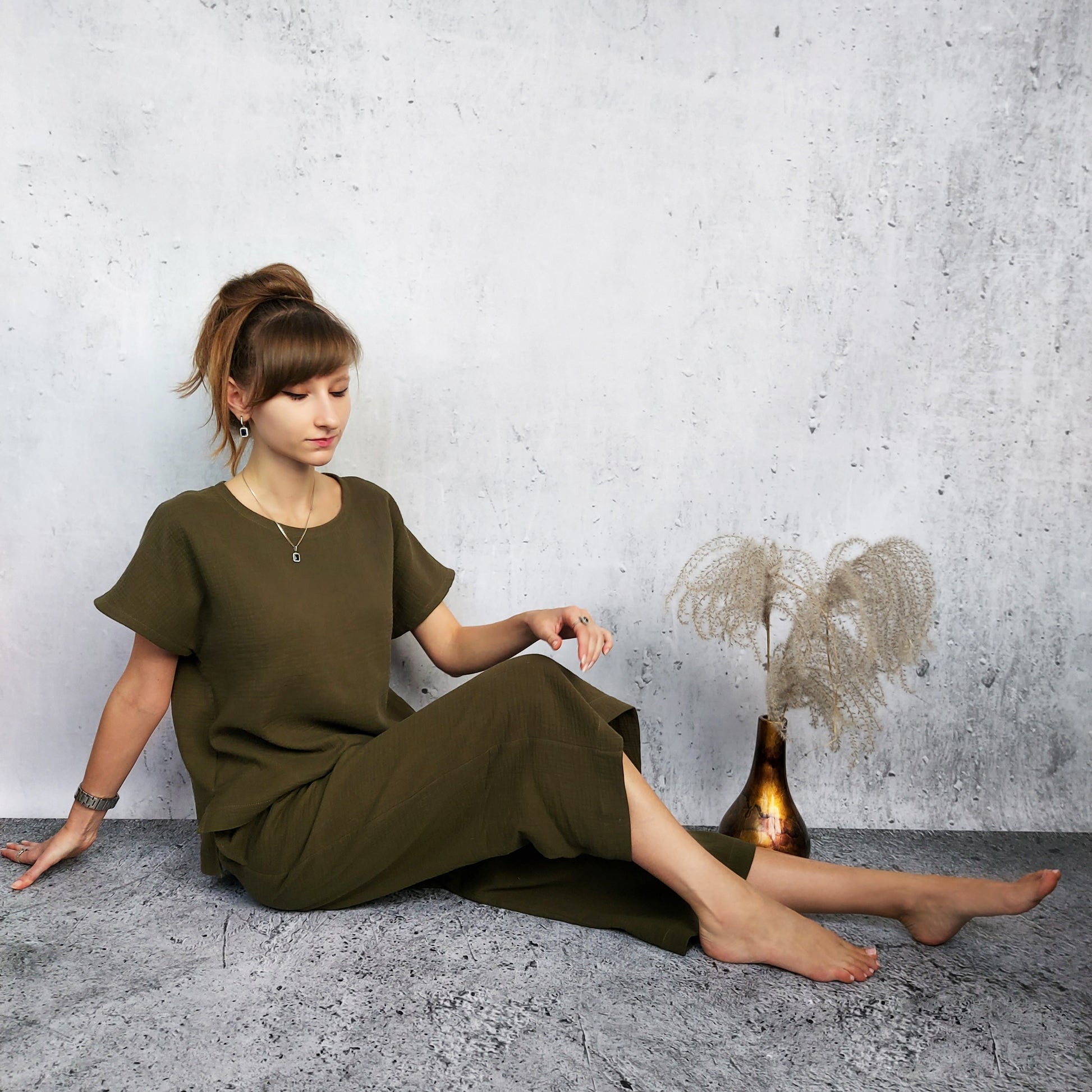 Cotton muslin top and capris set,Woman set S-XL, Casual home and beach wear
