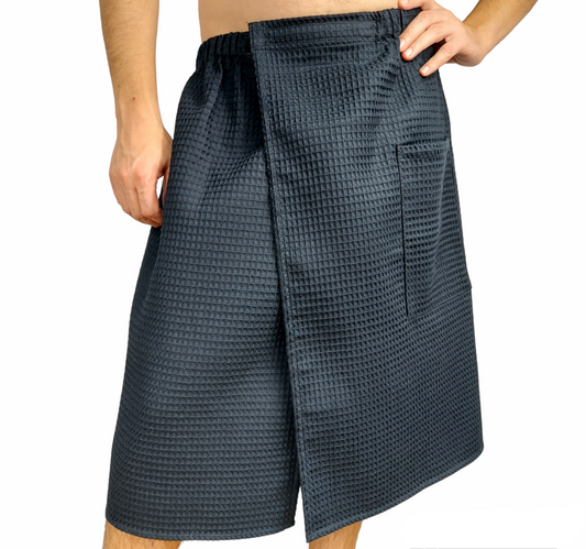 Spa Towel Wrap XS-6XL for Men, Bath Towel Spa Pool Sauna Towel Kilt Wrap, Black