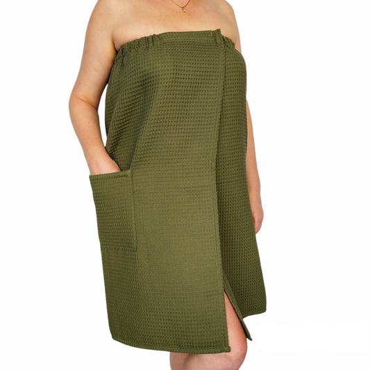 Premium Spa Towel Wrap for Women – Soft Cotton, XS-6XL, Moss