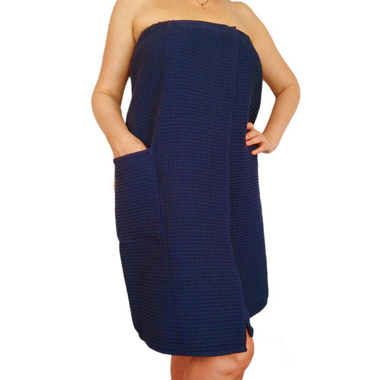 Premium Spa Towel Wrap for Women – Soft Cotton, XS-6XL, Navy Blue