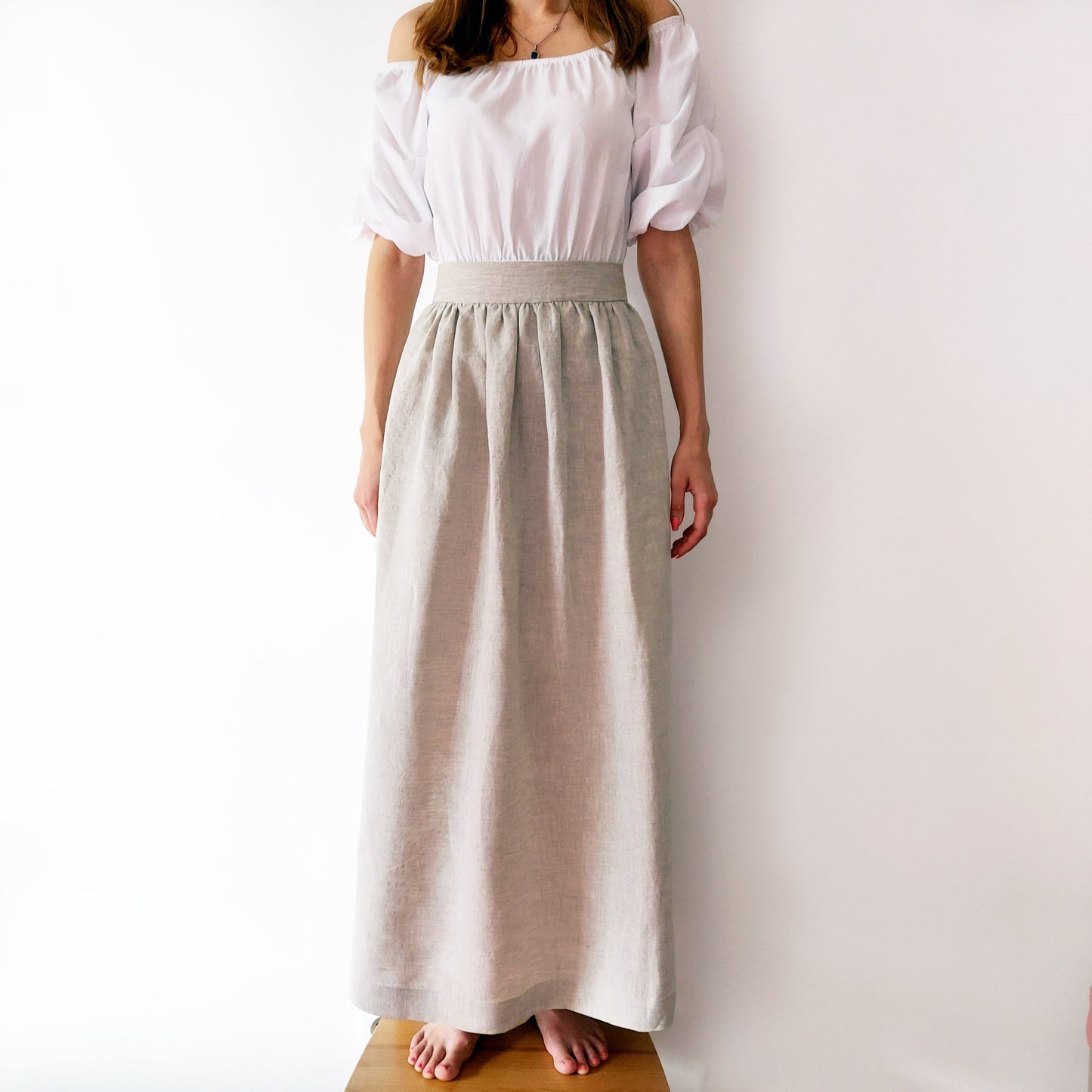 Linen apron skirt, Natural