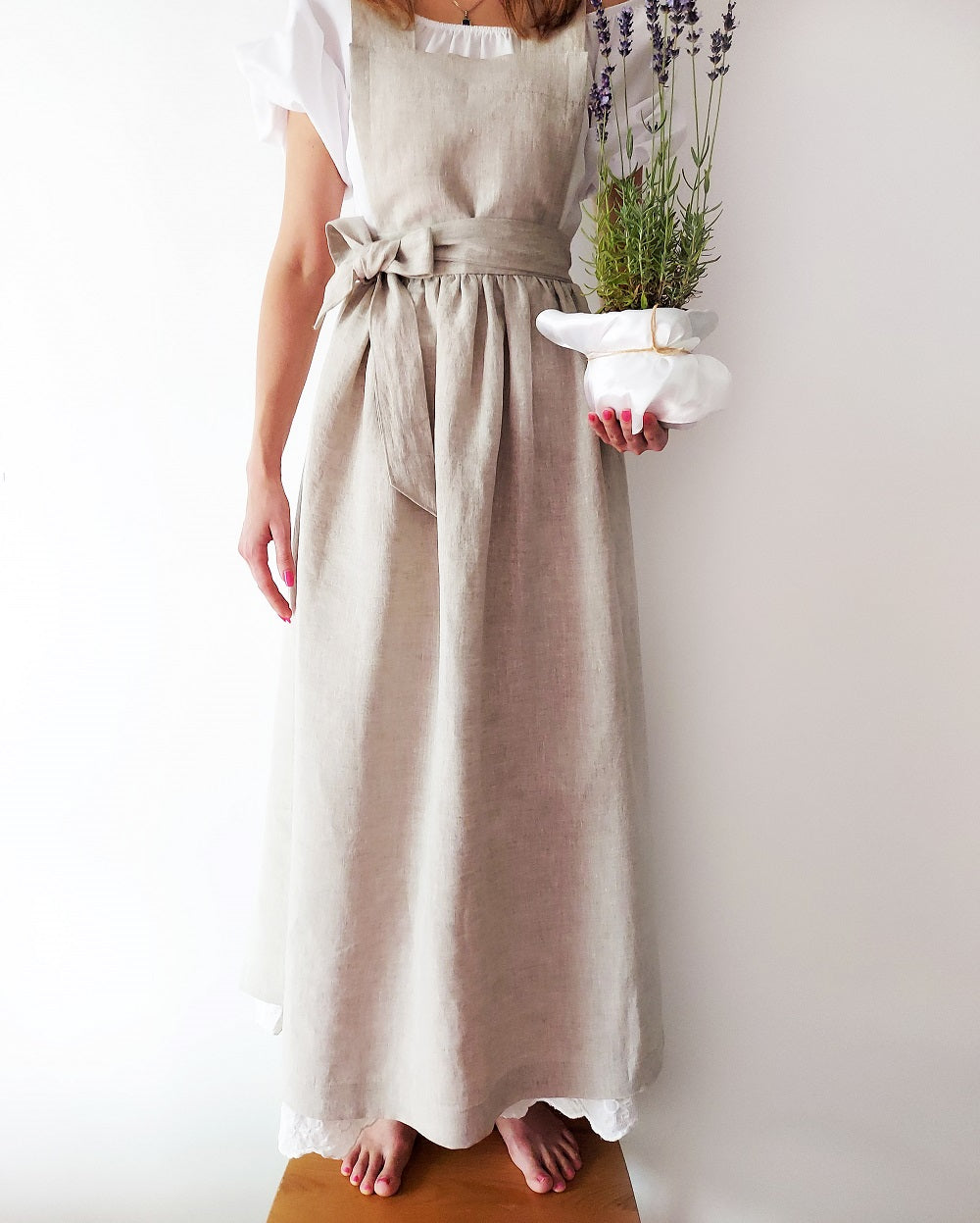 Linen kitchen apron, Women's linen apron, Vintage style apron