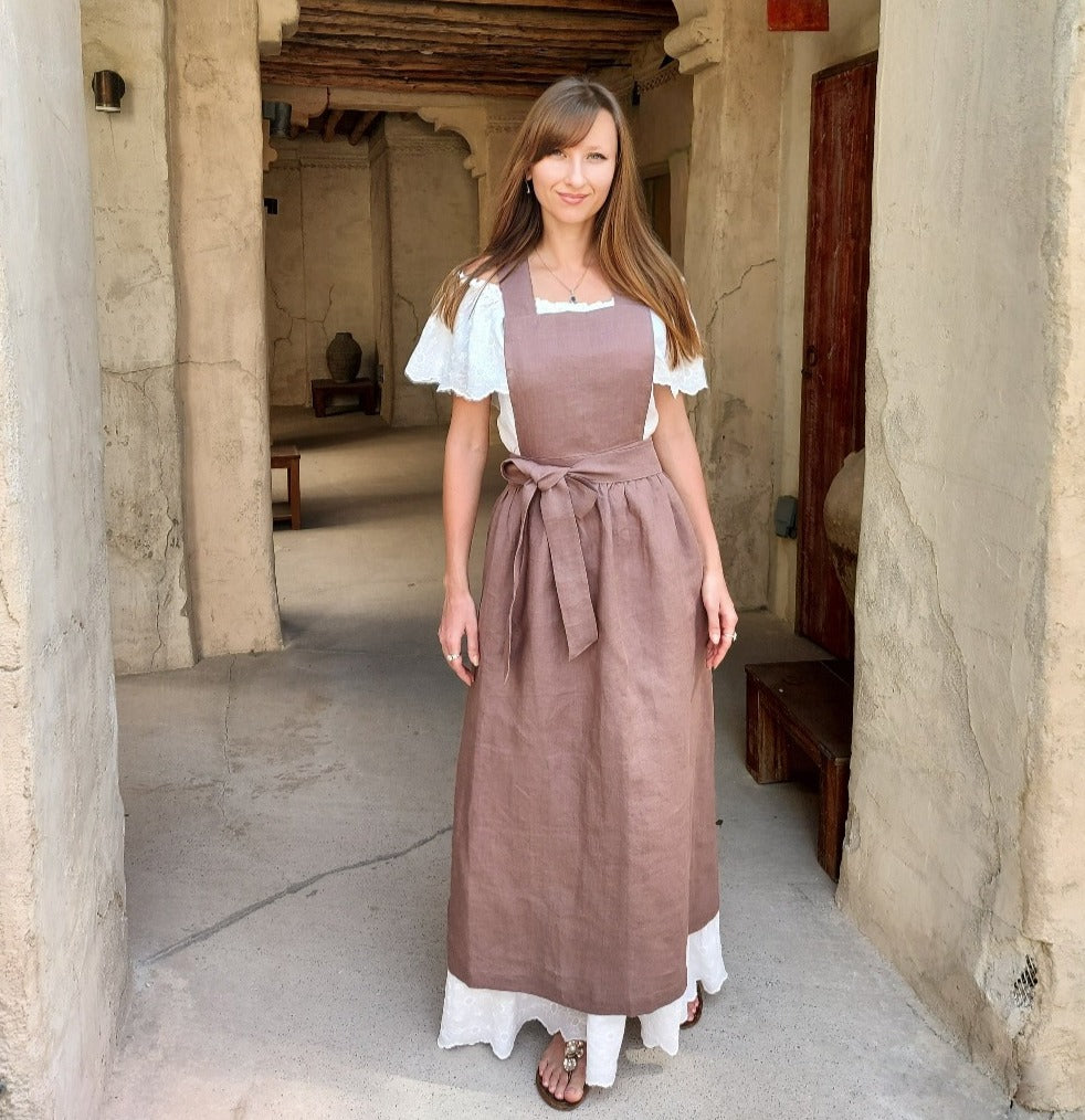 Linen kitchen apron, Women's linen apron, Vintage style apron