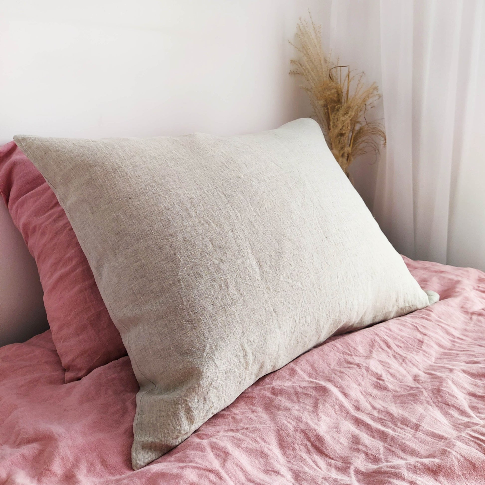 Natural linen pillowcase