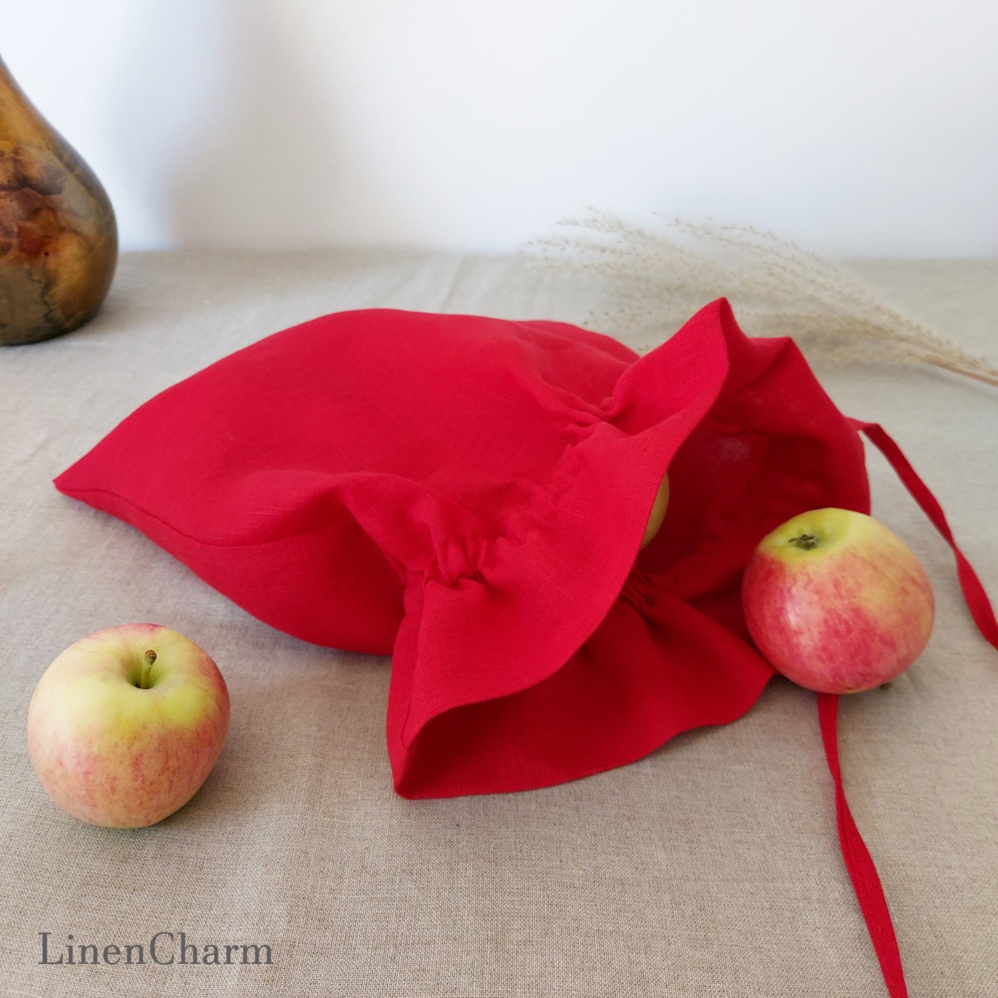Linen bread storage bag