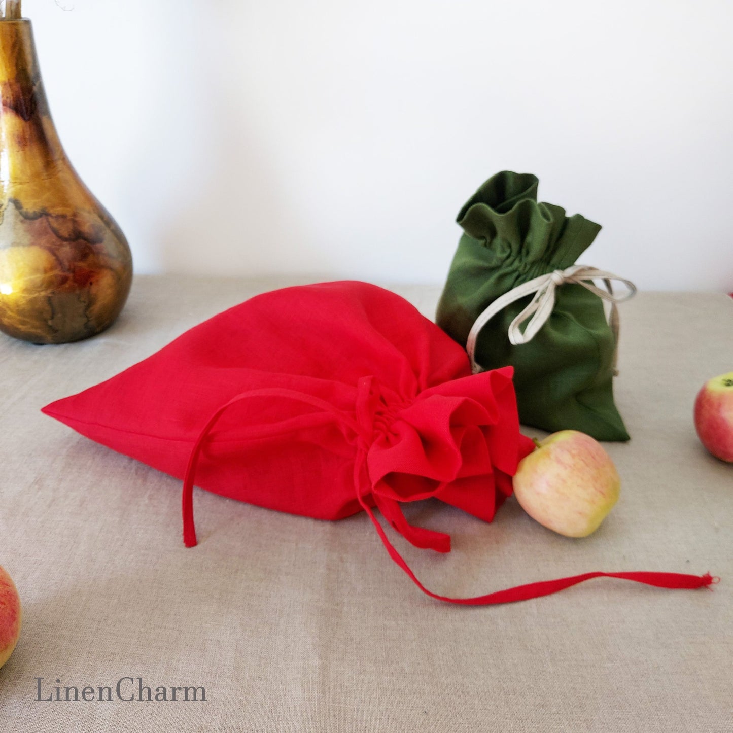 Linen bread gift bag