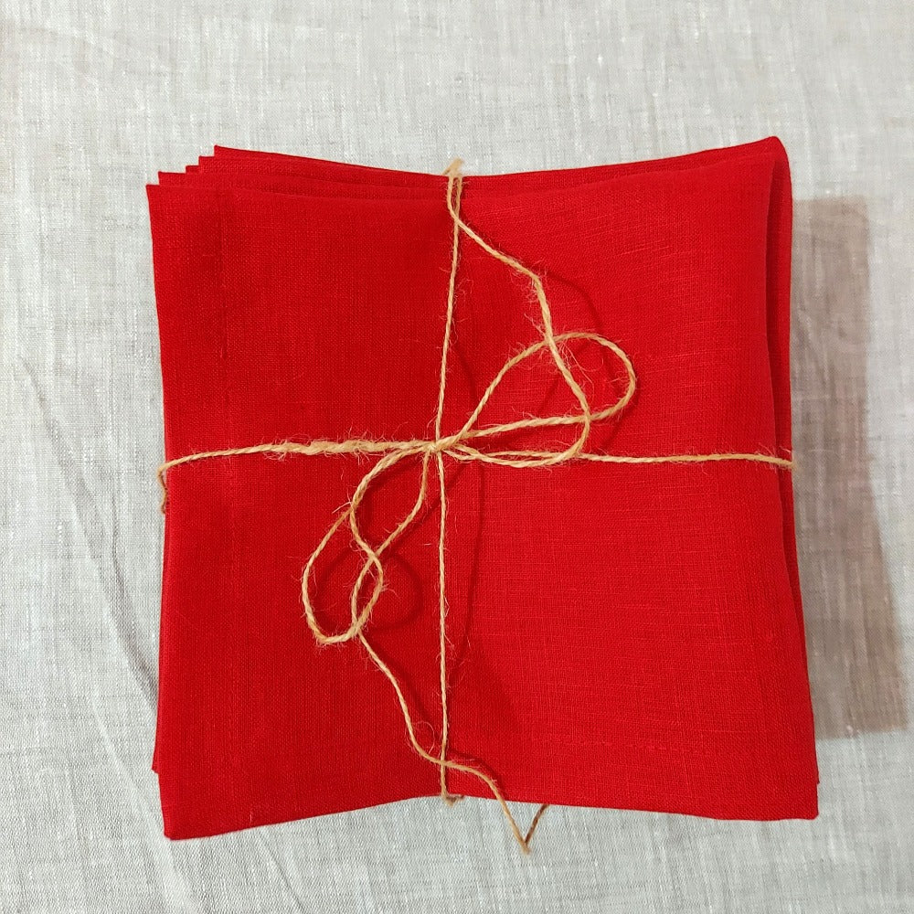 Linen napkin, Cloth napkins, Napkins set, Red Napkins