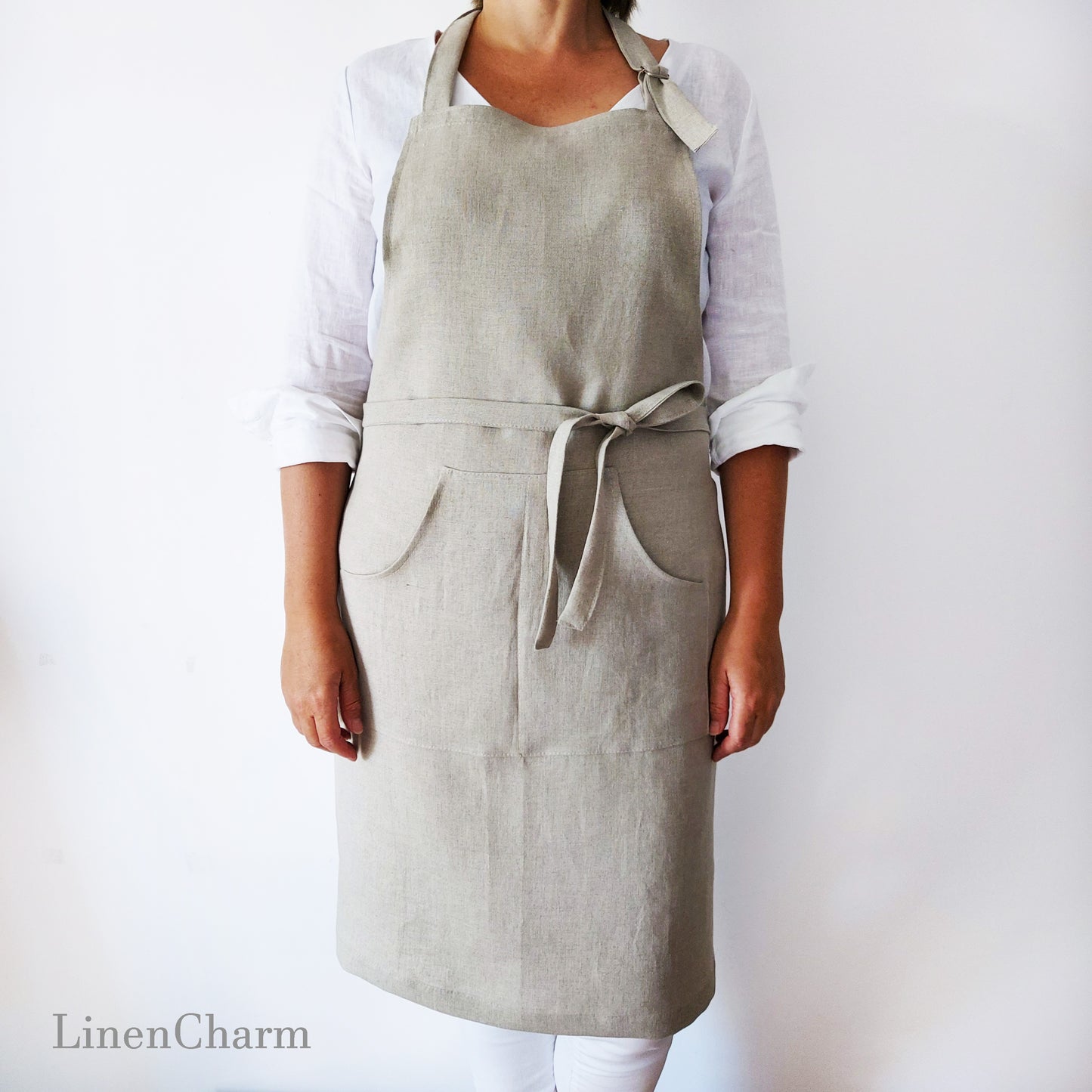 Stonewashed Linen apron. Kitchen apron for Women. Kitchen Apron for Men . Grey Apron.